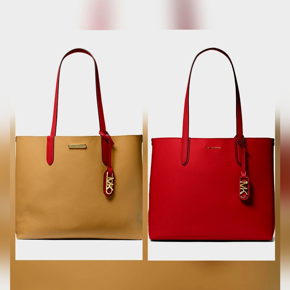Michael Kors REVERSIBLE  Pebbled Leather Tote With Removable Pouch. Pristine. - Picture 3 of 7